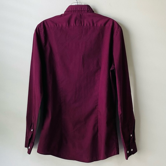 H&M button down mens burgundy red Dress Shirt easy iron size small - Picture 6 of 10